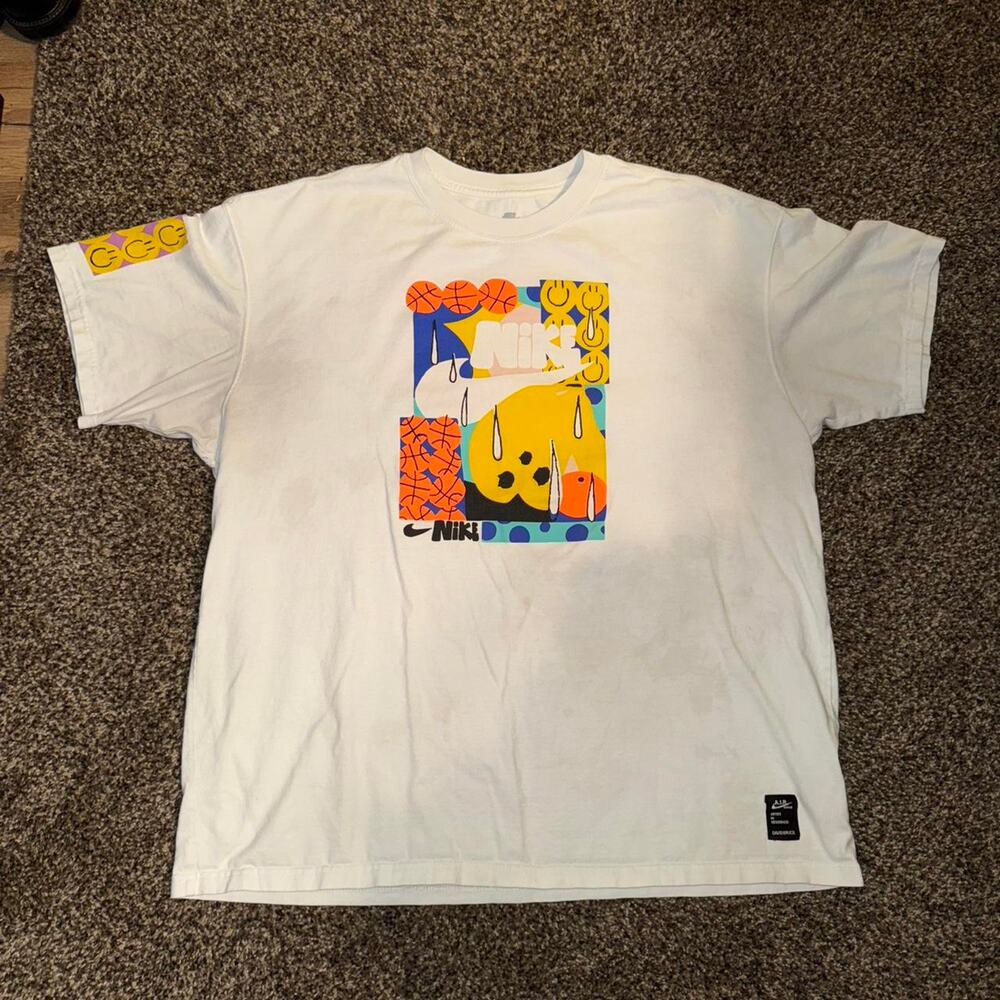 Nike White Tee with Vibrant Graphic